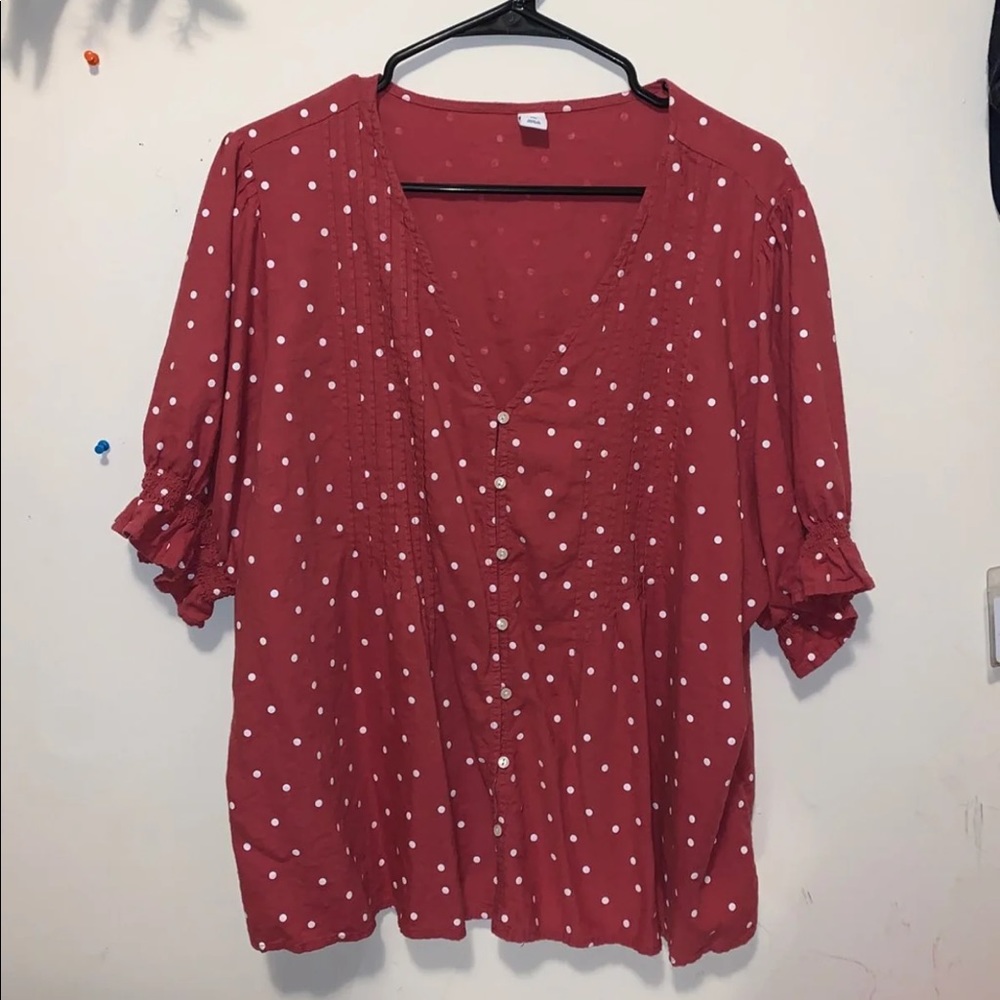 Polka Dot V Neck Blouse